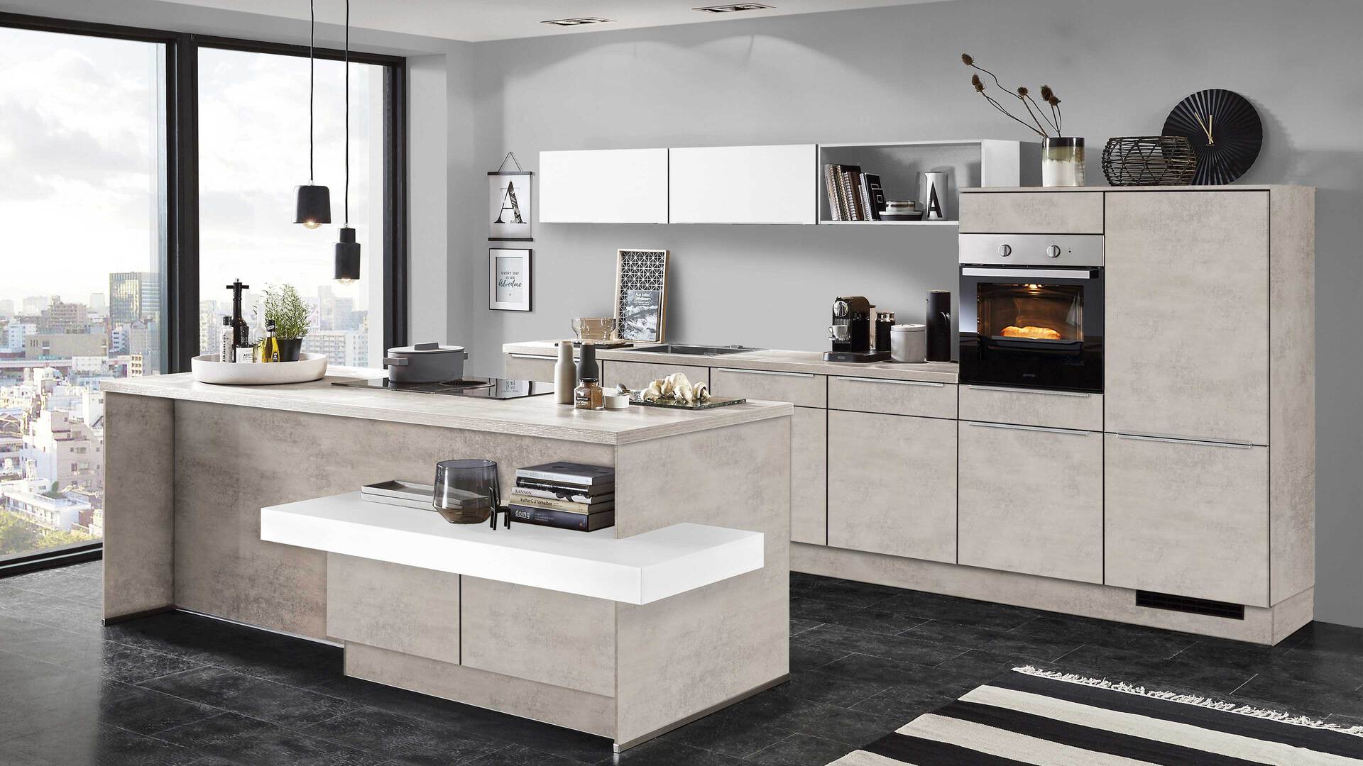 nobilia® Einbauküche Riva mit gorenje Elektrogeräten und elica Wrasenlüftung
