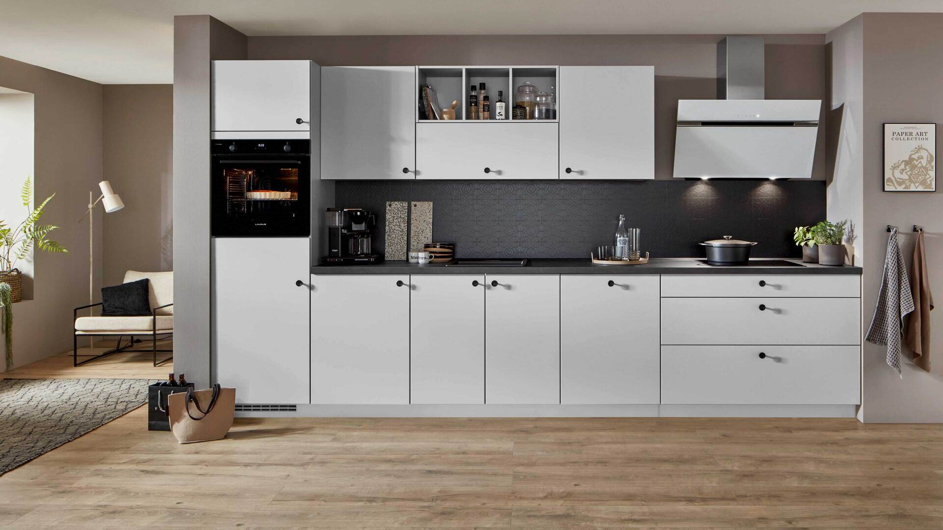 nobilia® Einbauküche Softline mit LAURUS Elektrogeräten, z. B. Kühlschrank